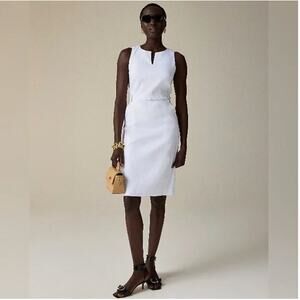 J Crew Executive Stretch Linen Dress 14 White NWT Sheath CI467 Bridal Grad Beach